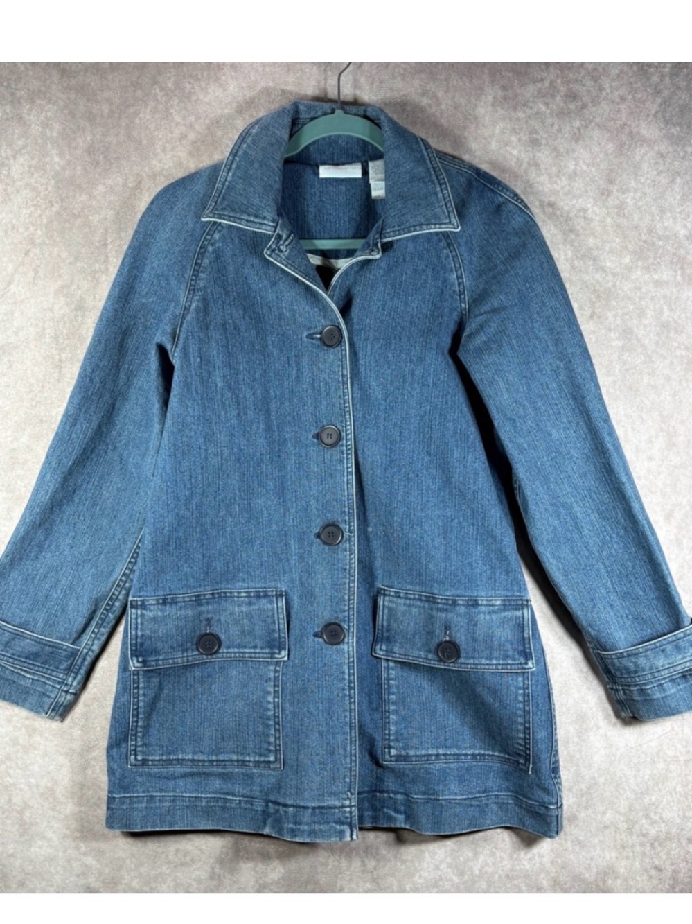 Liz Claiborne Denim Jacket Womens Small Blue Barn Coat Field‎ Utility Outdoors
